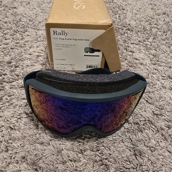 Smith Rally Snow Goggles - Pacific Green Sol-X Mirror - Small Fit - NEW! - Picture 5 of 6